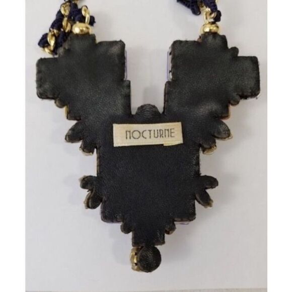 Signed Nocturne Studio JUMI Multicolor Statement Necklace With Leather Backing - Picture 10 of 12